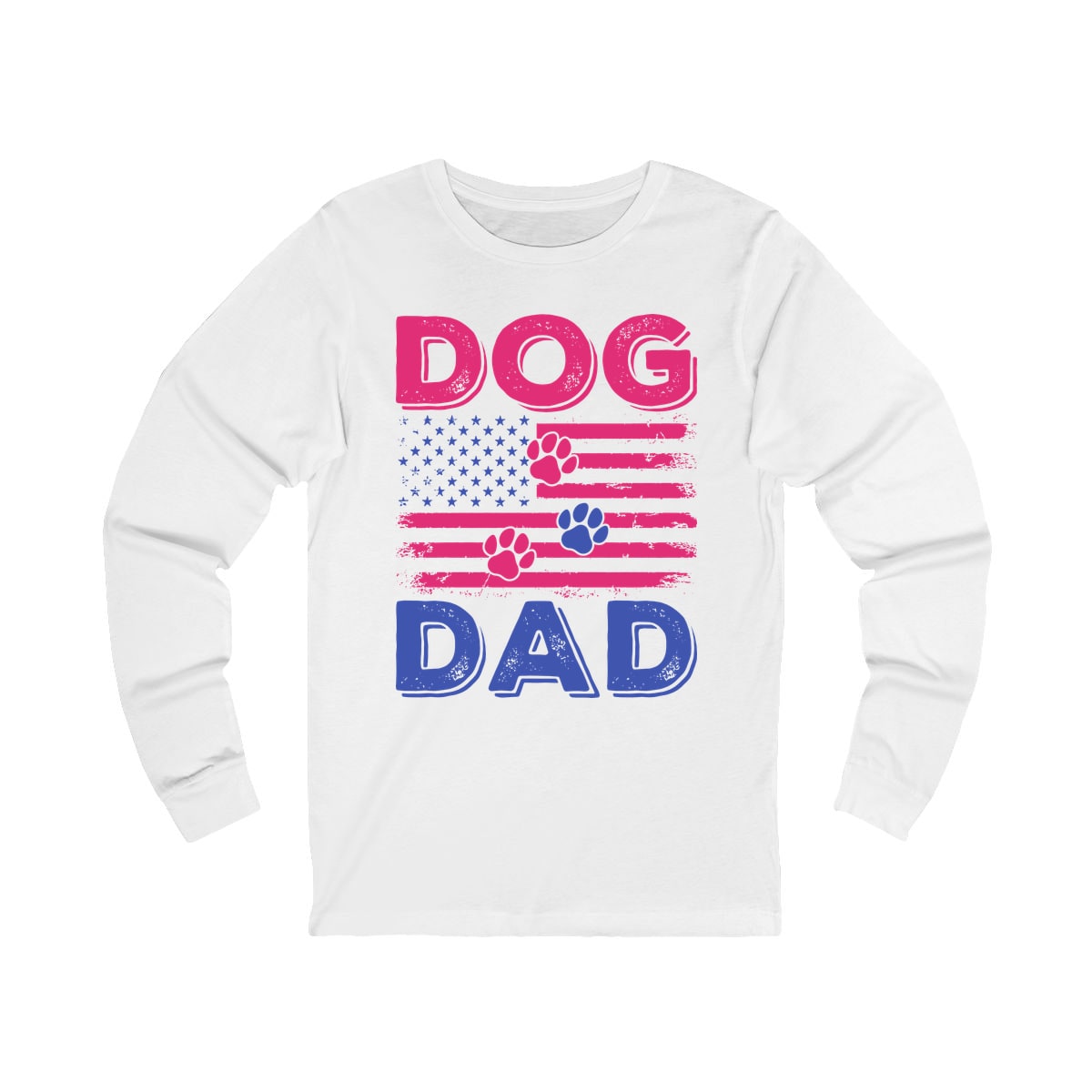 Dog Dad American Flag Long Sleeve Shirt