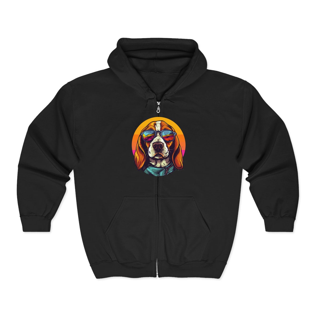 Beagle in Sunglasses Zip Hoodie