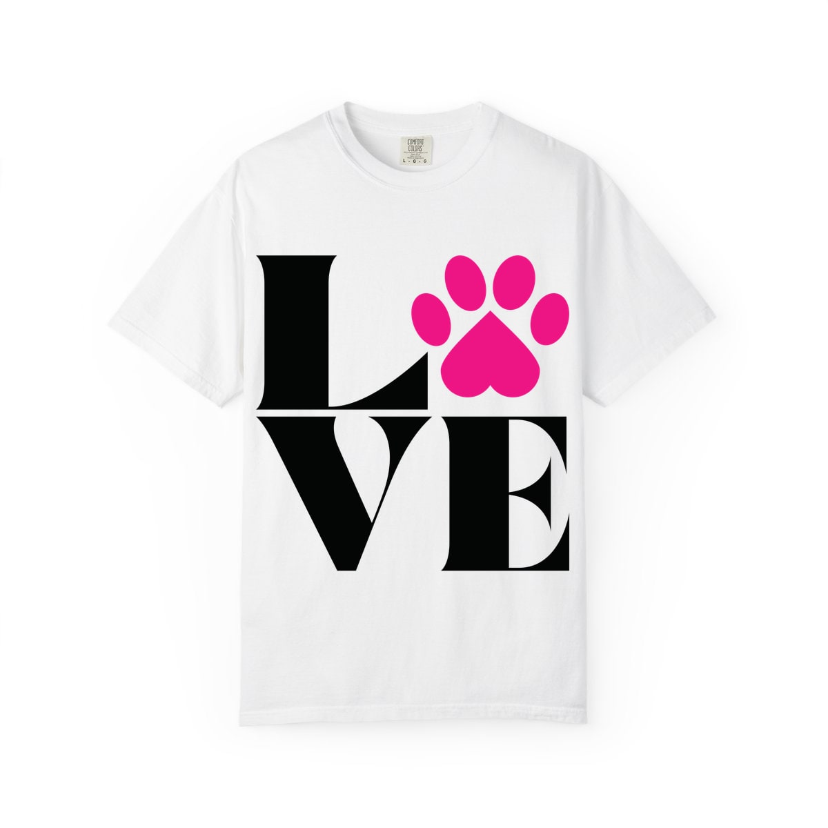 Love With Paw Print Comfort Colors Tee