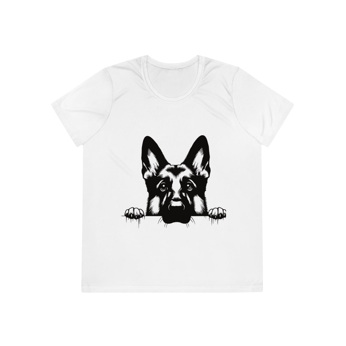 Peeking German Shepherd Ladies Competitor Tee by Sport-Tek