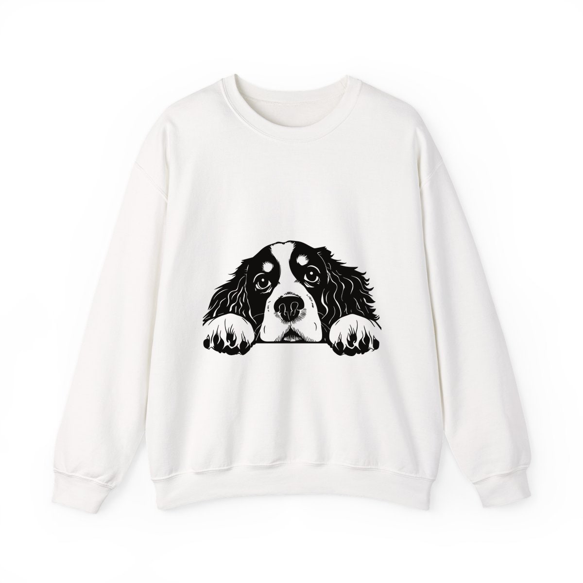 Peeking Cavalier King Charles Spaniel Crewneck Sweatshirt