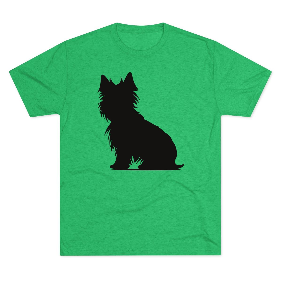 Yorkshire Terrier Silhouette sitting profile Tri-Blend Tee