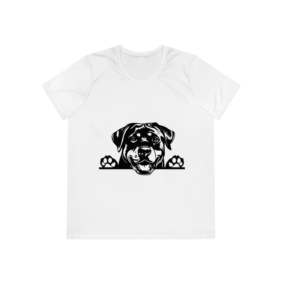 Peeking Rottweiler Ladies Competitor Tee by Sport-Tek