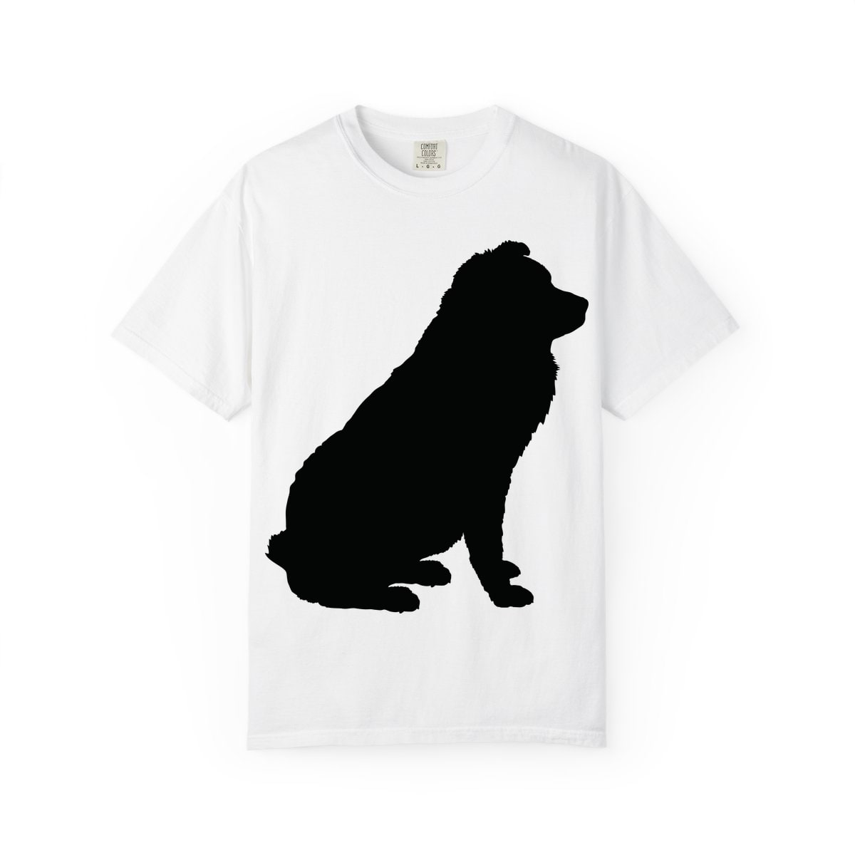 Australian Shepherd Silhouette sitting, breed swap Comfort Colors Tee