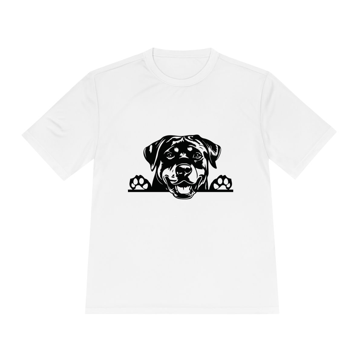 Peeking Rottweiler Unisex Moisture Wicking Tee by Sport-Tek