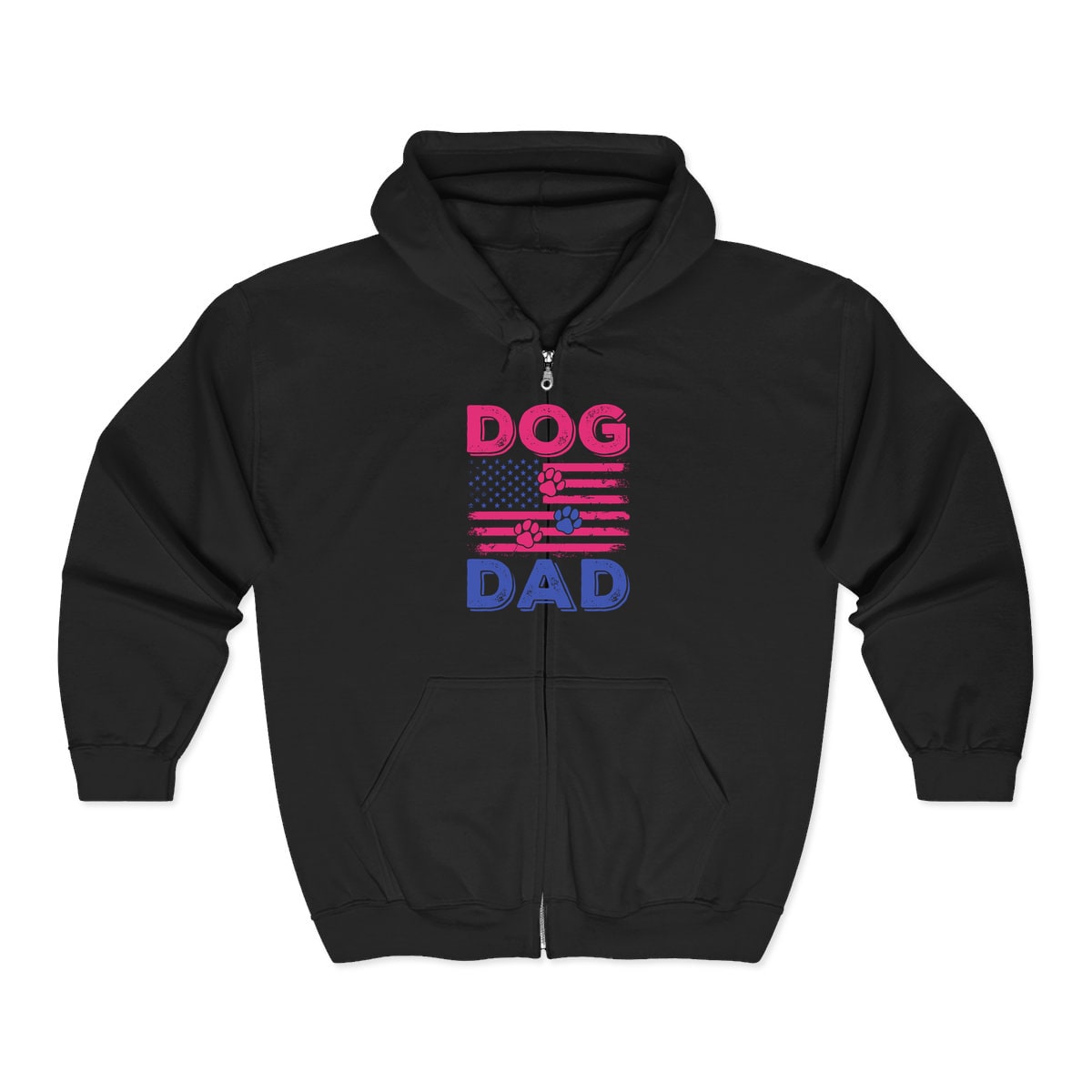 Dog Dad American Flag Zip Hoodie