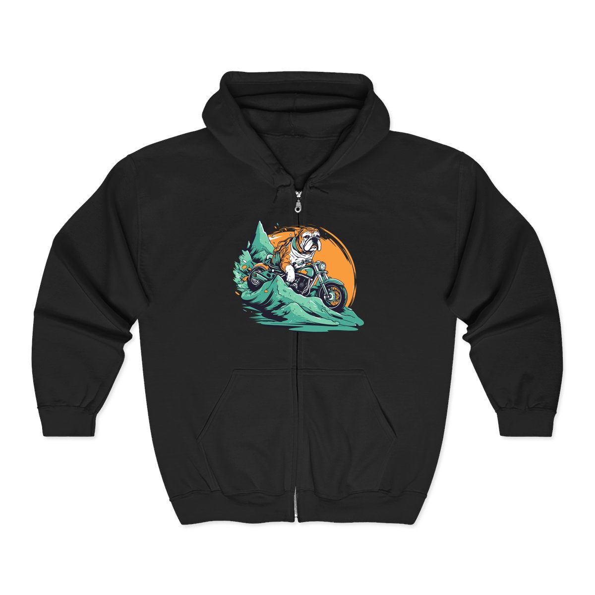 Motorcycle Bulldog Zip Hoodie