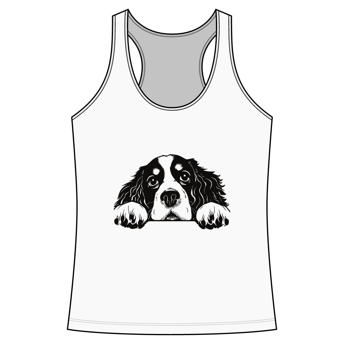Peeking Cavalier King Charles Spaniel Performance Tank