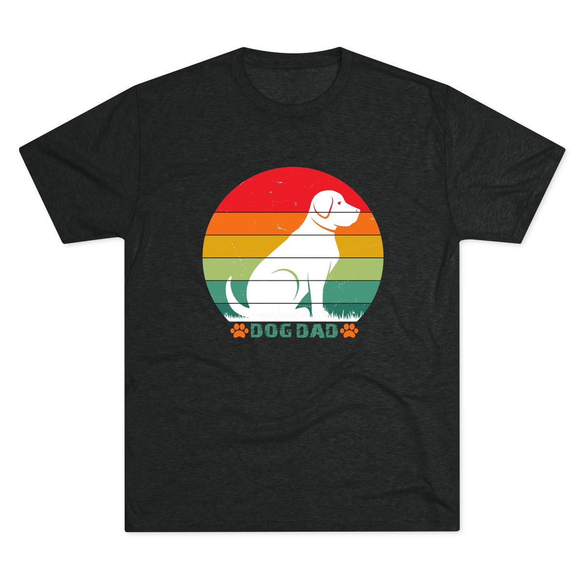 Dog Dad Retro Sunset Tri-Blend Tee