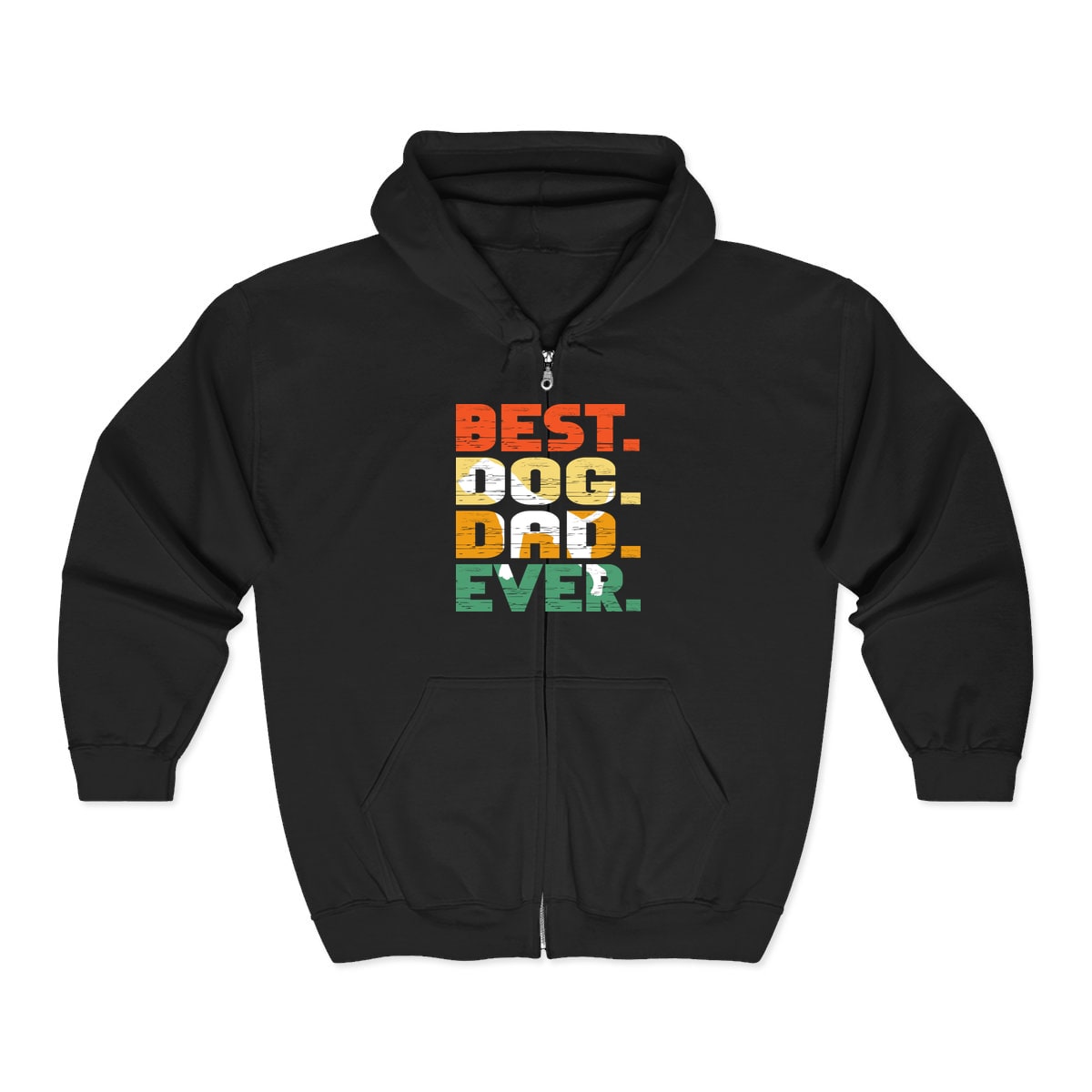 Best Dog Dad Ever Retro Stripe Zip Hoodie