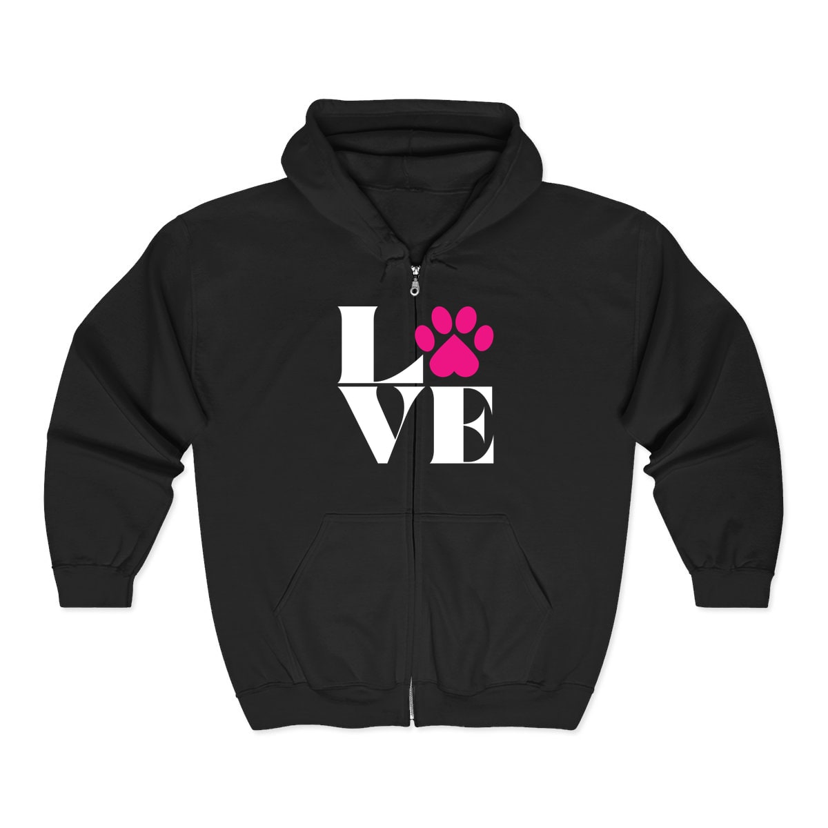 Love With Paw Print Zip Hoodie