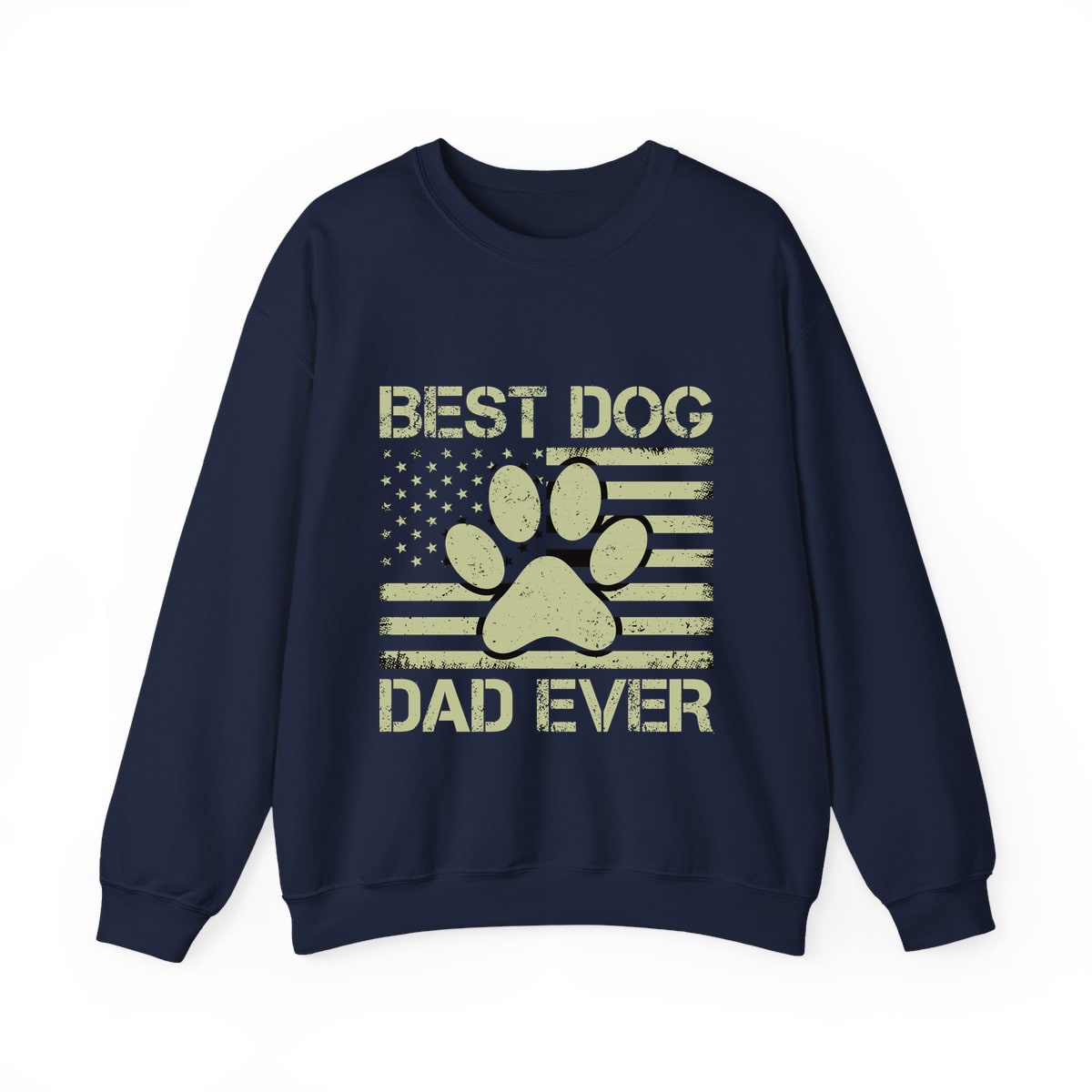 Best Dog Dad Ever Flag Paw Crewneck Sweatshirt