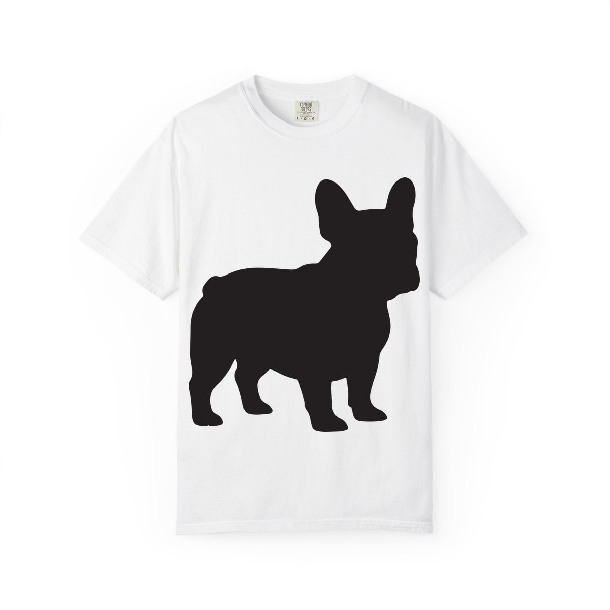 French Bulldog Silhouette front, ears up Comfort Colors Tee