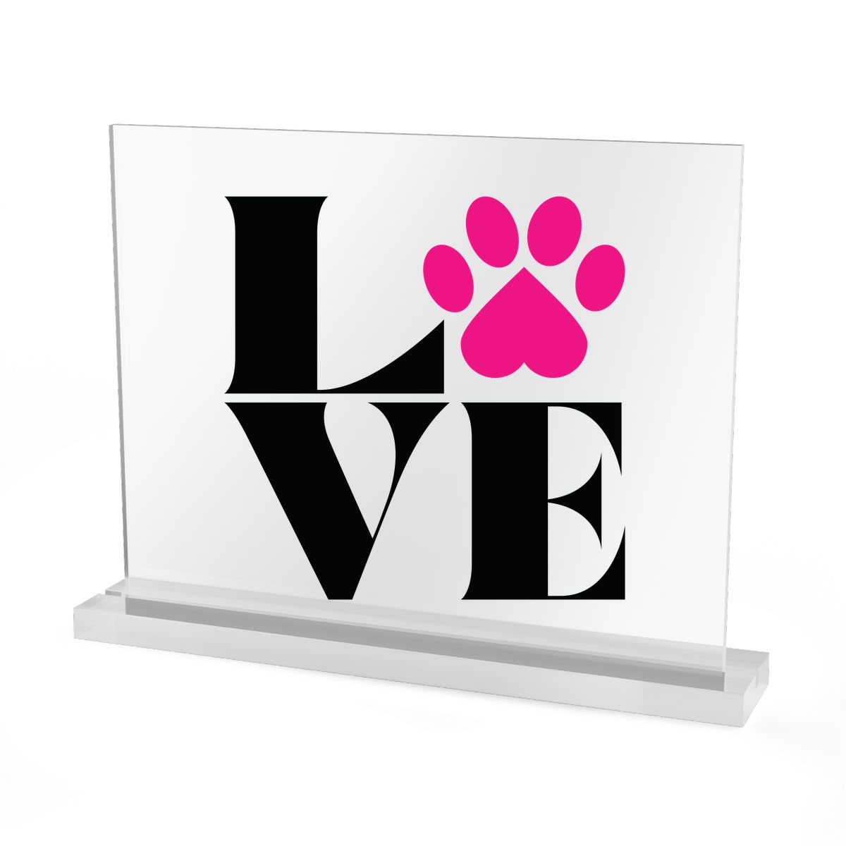 Love With Paw Print Acrylic Sign