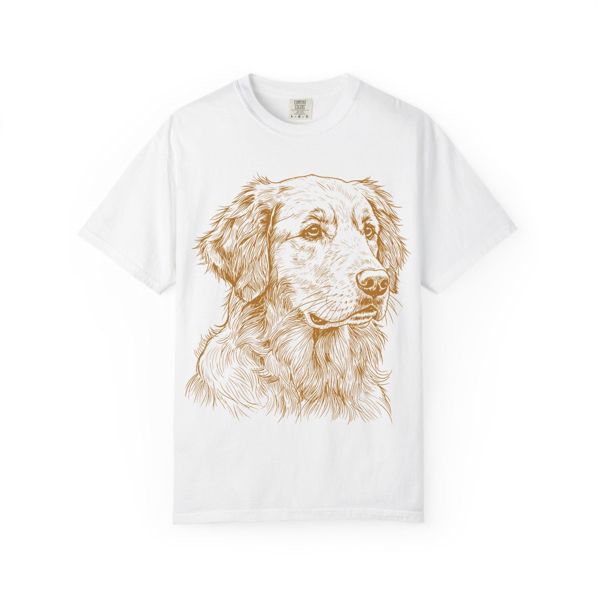 Golden Retriever Sketch gold engraving Comfort Colors Tee