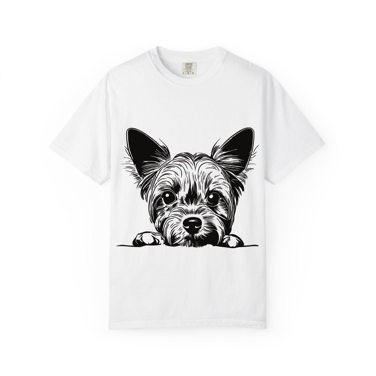 Peeking Yorkie Comfort Colors Tee