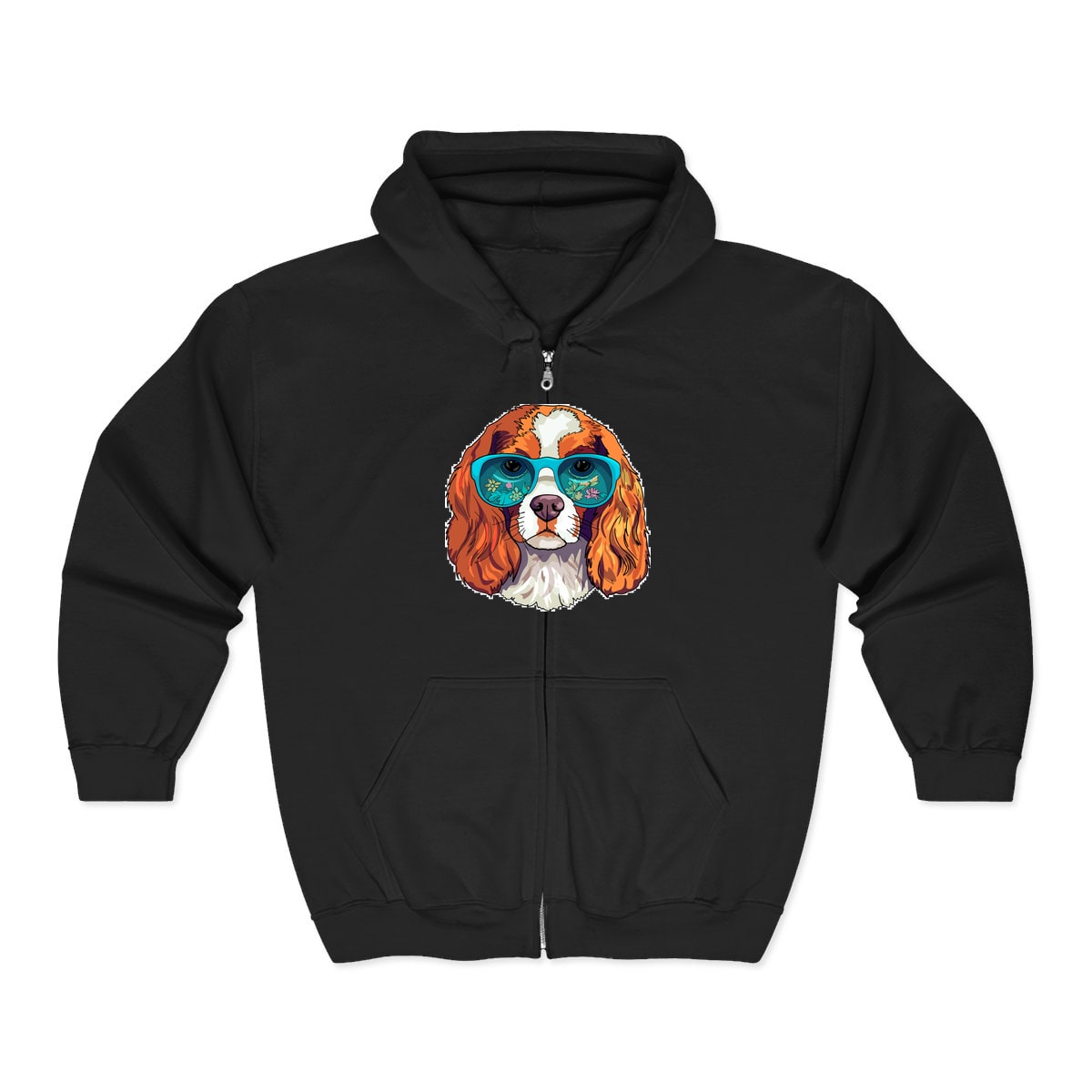 Cavalier in Sunglasses Zip Hoodie