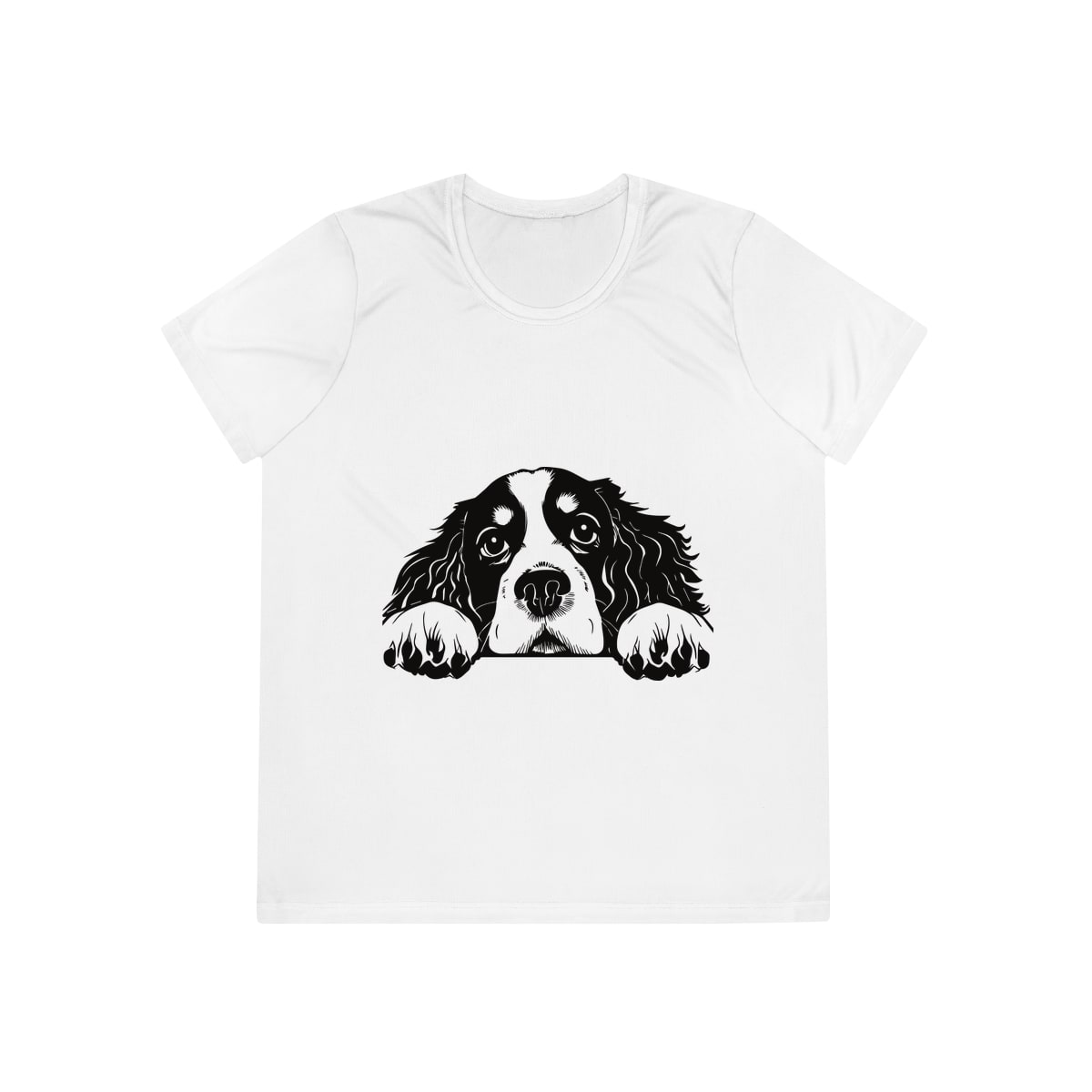 Peeking Cavalier King Charles Spaniel Ladies Competitor Tee