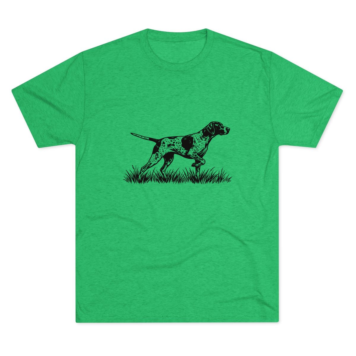 German Shorthaired Pointer Portrait pointing in grass Tri-Blend Tee