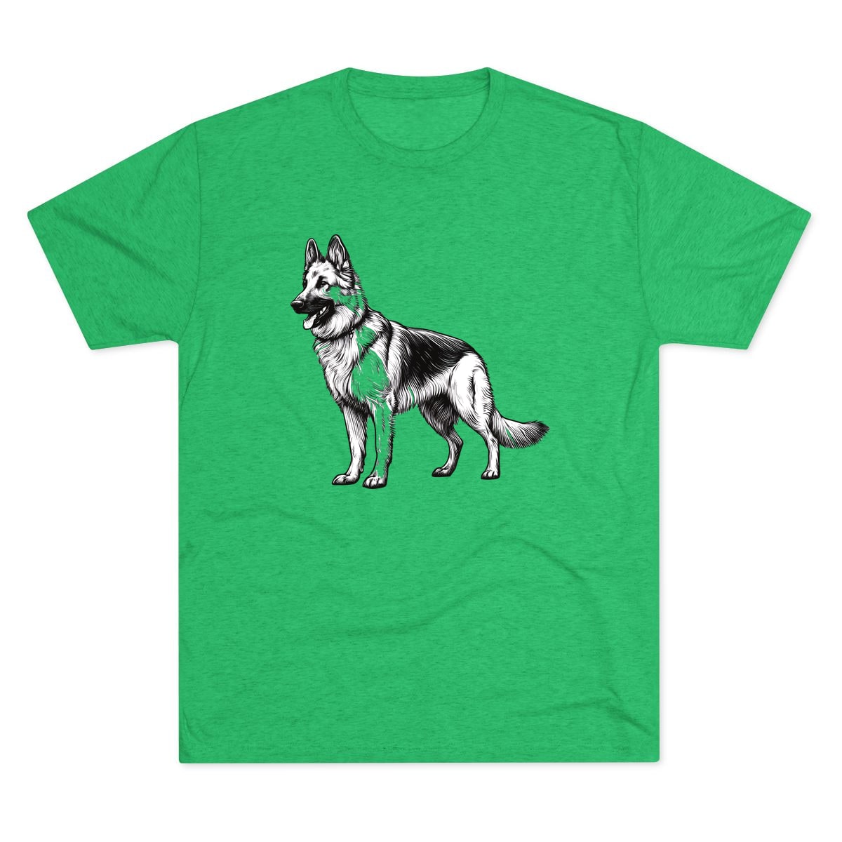 German Shepherd Sketch engraving full body Tri-Blend Tee