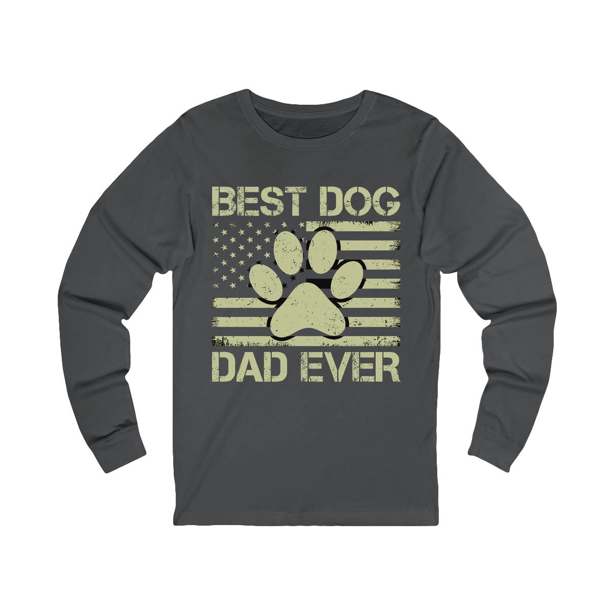Best Dog Dad Ever Flag Paw Long Sleeve Shirt