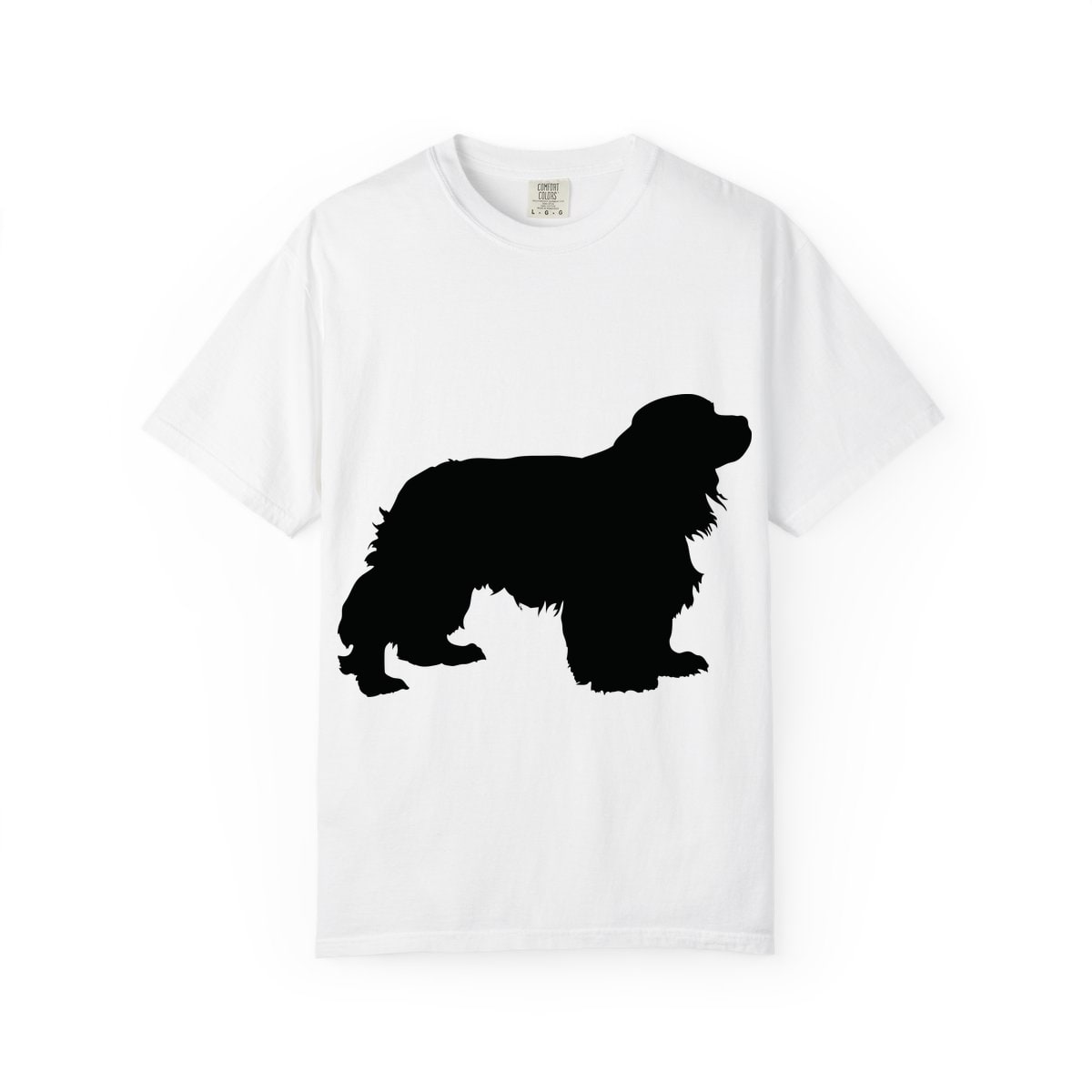 Cavalier King Charles Spaniel Silhouette standing Comfort Colors Tee
