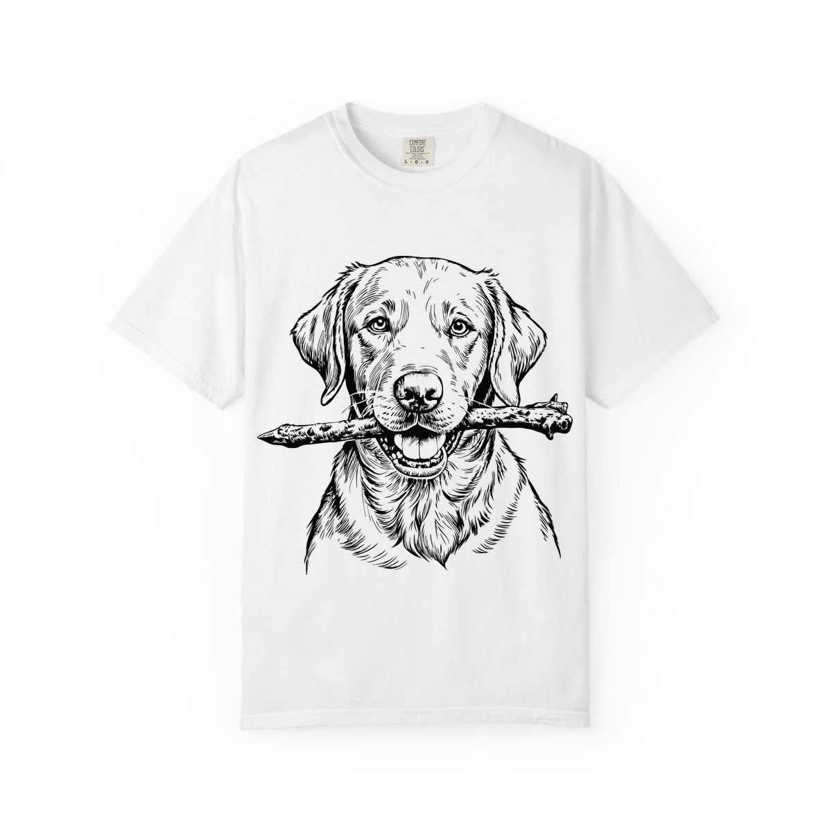 Labrador Retriever Sketch stick in mouth Comfort Colors Tee