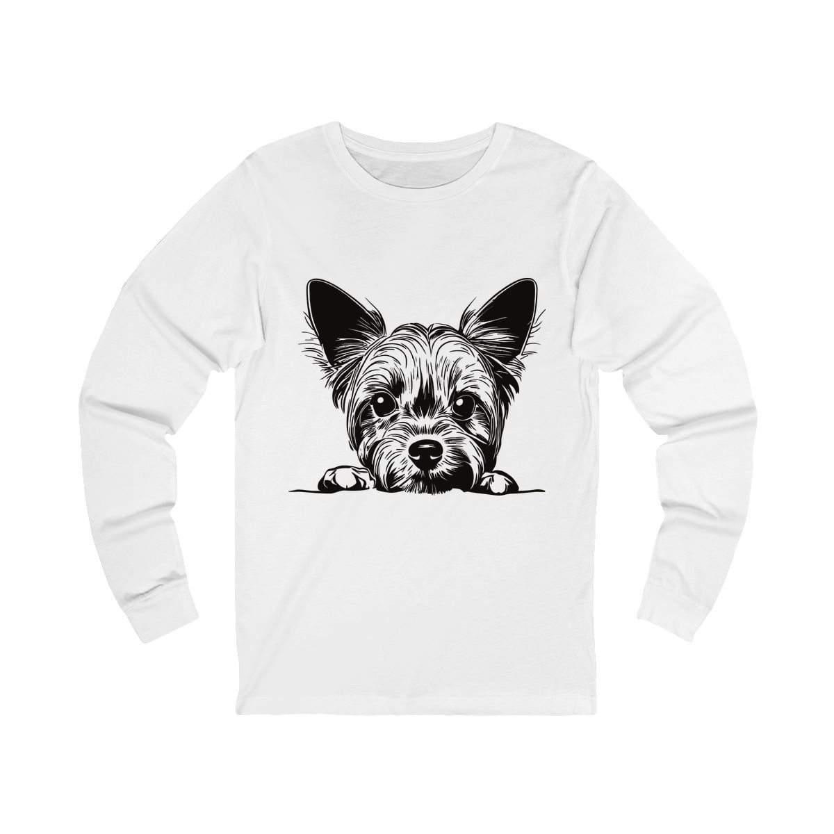 Peeking Yorkie Long Sleeve Shirt