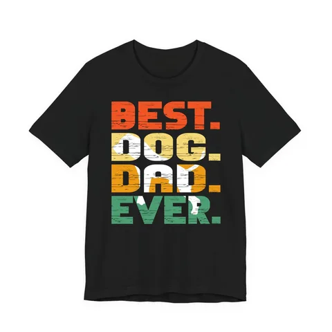 Best Dog Dad Ever Retro Stripe Jersey Tee