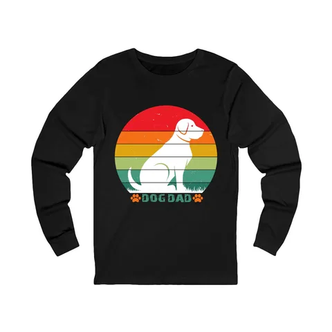 Dog Dad Retro Sunset Long Sleeve Shirt
