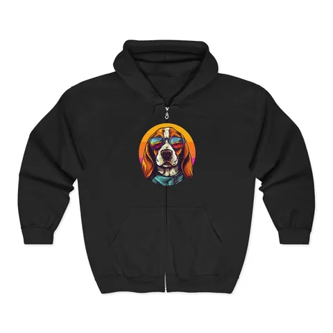 Beagle in Sunglasses Zip Hoodie