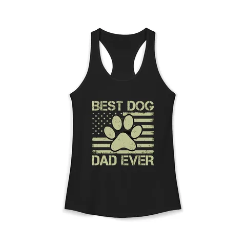 Best Dog Dad Ever Flag Paw on Women's Ideal Racerback Tank