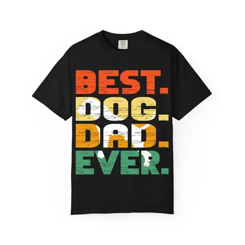 Best Dog Dad Ever Retro Stripe Comfort Colors Tee