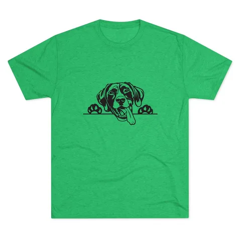 Peeking German Shorthaired Pointer on Unisex Tri-Blend Crew Tee