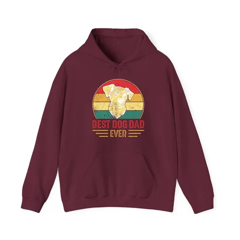 Best Dog Dad Ever Sunset Pup on Unisex Heavy Blend™ Hooded Sweatshirt