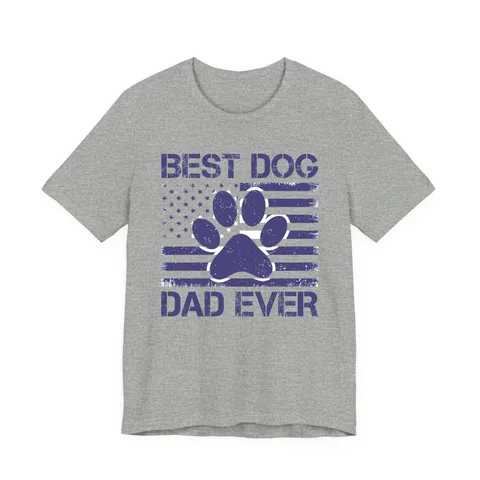 Best Dog Dad Ever Flag Paw Jersey Tee
