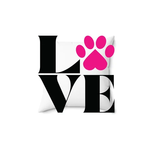 Love With Paw Print Pillow