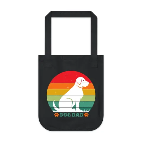 Dog Dad Retro Sunset on Organic Canvas Tote Bag