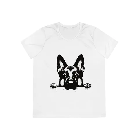 Peeking German Shepherd on Ladies Competitor Tee