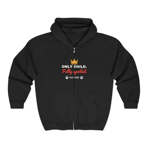 Only Child Fully Spoiled on Unisex Heavy Blend™ Full Zip Hooded Sweatshirt