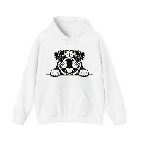 Peeking Bulldog on Unisex Heavy Blend™ Hooded Sweatshirt