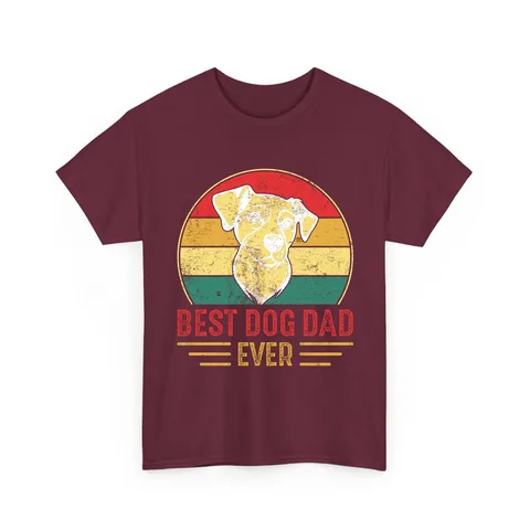 Best Dog Dad Ever Sunset Pup on Unisex Heavy Cotton Tee