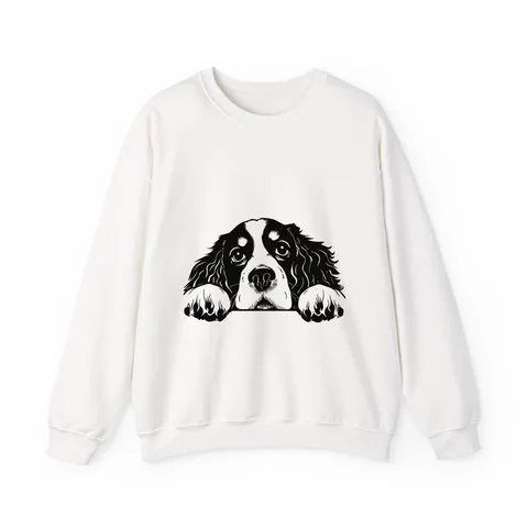 Peeking Cavalier King Charles Spaniel on Unisex Heavy Blend™ Crewneck Sweatshirt