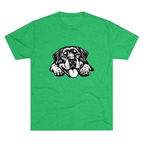 Rottweiler Peeking lying, paws forward Tri-Blend Tee