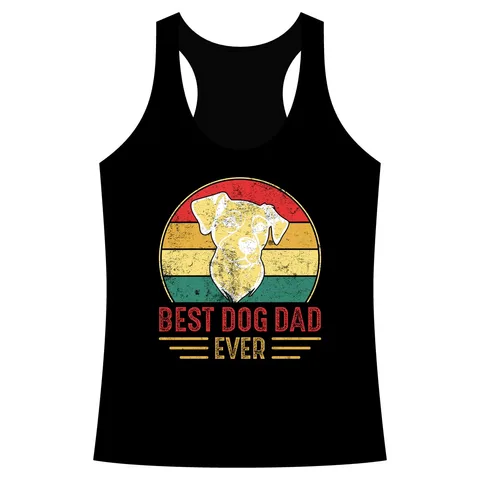 Best Dog Dad Ever Sunset Pup on Women's Competitor Racerback Tank
