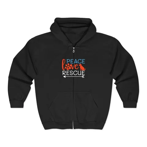 Peace Love Rescue Zip Hoodie