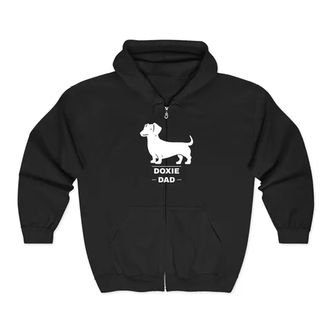 Dachshund Dad on Unisex Heavy Blend™ Full Zip Hooded Sweatshirt