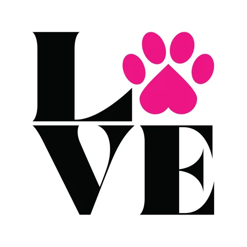 Love With Paw Print Sticker