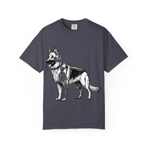 German Shepherd Sketch engraving full body on Unisex Garment-Dyed T-shirt
