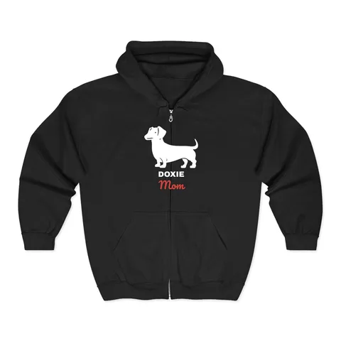 Dachshund Mom on Unisex Heavy Blend™ Full Zip Hooded Sweatshirt